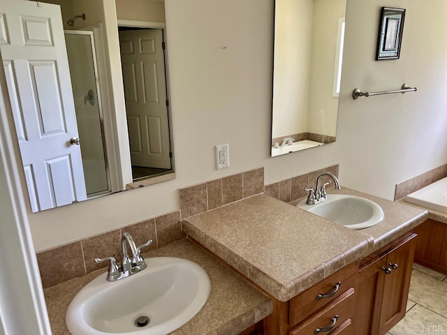 6925 Conifer Rd, North Chesterfield, VA 23237 - bathroom with vanity, a shower with shower door, and tile patterned flooring