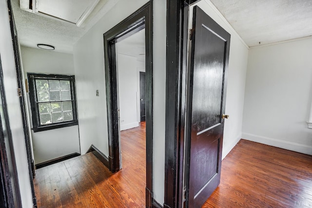 1614 Early St, Lynchburg, VA 24503 - hallway with wood finished floors, a textured ceiling, and crown molding