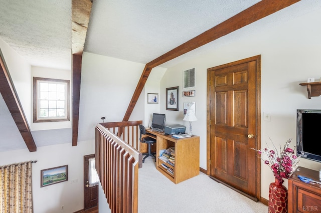 1159 Cifax Rd, Forest, VA 24551 - carpeted office space featuring a textured ceiling and beamed ceiling