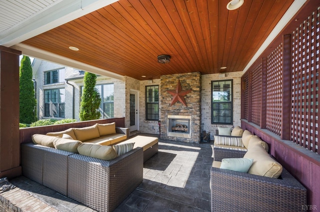 1424 Lake Manor Dr, Forest, VA 24551 - view of patio / terrace featuring an outdoor living space with a fireplace