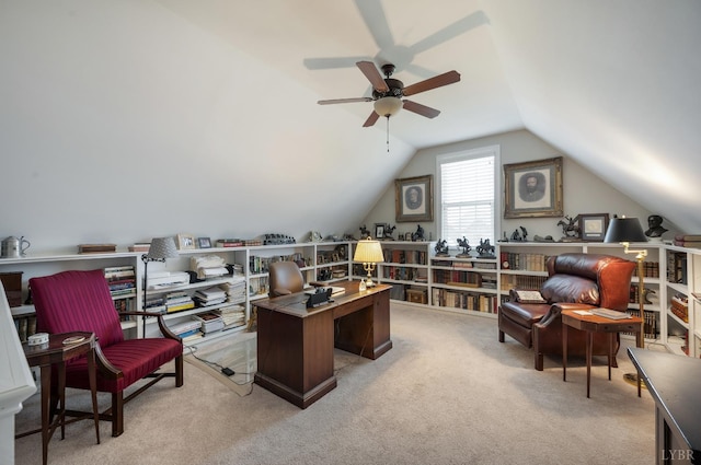 1424 Lake Manor Dr, Forest, VA 24551 - carpeted office space featuring lofted ceiling and a ceiling fan
