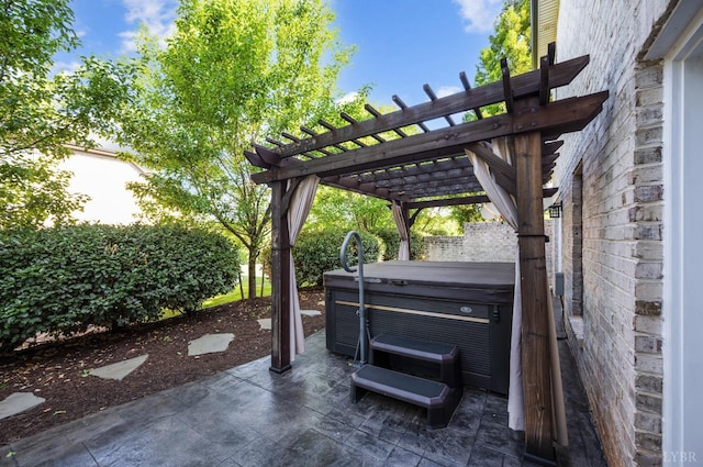 1424 Lake Manor Dr, Forest, VA 24551 - fenced backyard with a hot tub, a pergola, and a patio