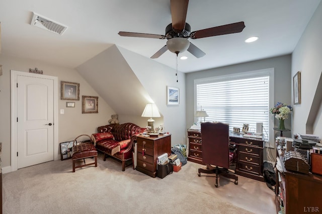 1424 Lake Manor Dr, Forest, VA 24551 - carpeted home office with a ceiling fan and recessed lighting