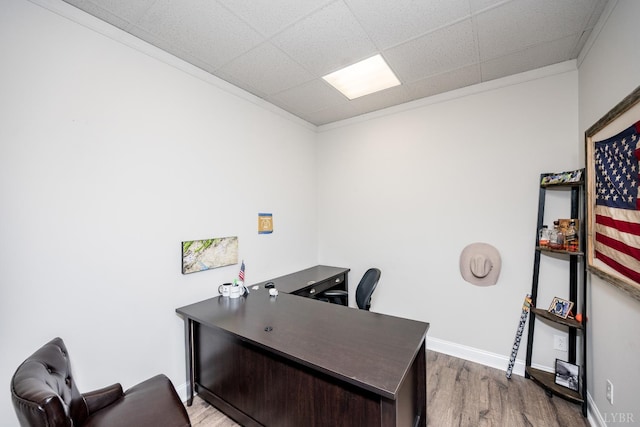 1313 Enterprise, Lynchburg, VA 24502 - office area featuring wood finished floors, ornamental molding, and a drop ceiling