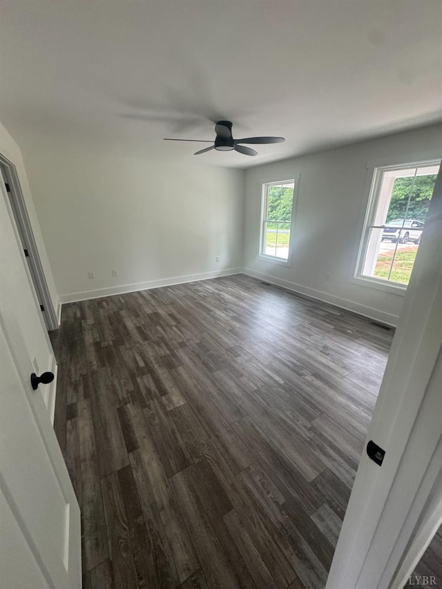 601 Mockingbird Ln, Gladstone, VA 24553 - unfurnished room featuring dark wood finished floors and ceiling fan