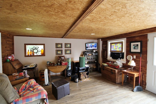 1538 Redfields Rd, Appomattox, VA 24522 - office space with wooden walls, light wood-style flooring, and recessed lighting