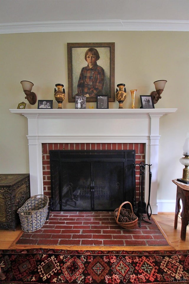 1538 Redfields Rd, Appomattox, VA 24522 - detailed view of a brick fireplace and ornamental molding