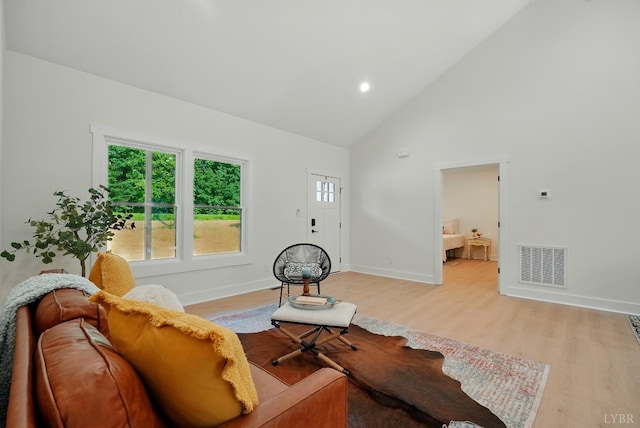 201 Thomas Rd, Lynchburg, VA 24501 - living room with high vaulted ceiling, light wood-type flooring, and recessed lighting