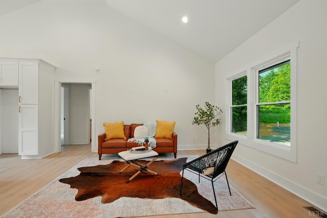 201 Thomas Rd, Lynchburg, VA 24501 - sitting room featuring high vaulted ceiling, light wood-style floors, and recessed lighting