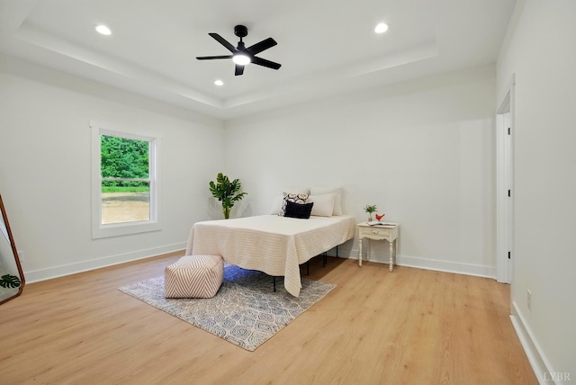 201 Thomas Rd, Lynchburg, VA 24501 - bedroom with a tray ceiling, wood finished floors, recessed lighting, and a ceiling fan