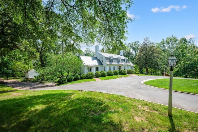 3530 Otterview Pl, Lynchburg, VA 24503 - view of front of house featuring a front lawn, driveway, and a chimney