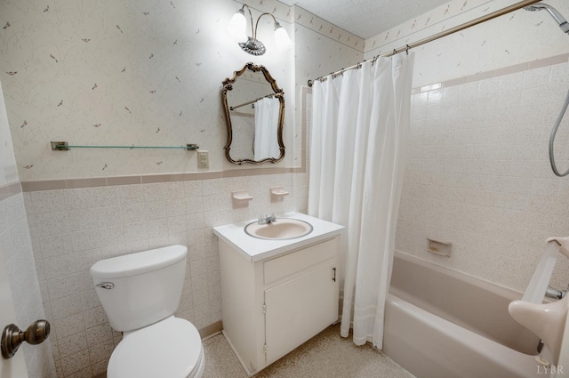 313 Robin Dr, Lynchburg, VA 24502 - bathroom with a wainscoted wall, vanity, and shower / bath combination with curtain