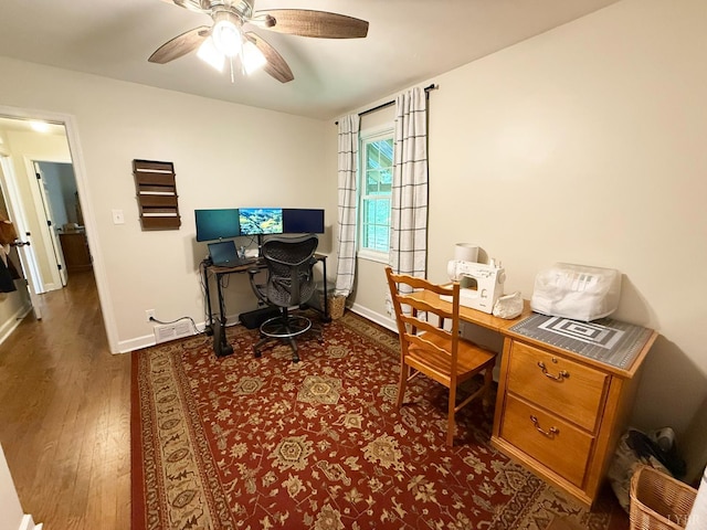 1309 Cherokee Ave, Lynchburg, VA 24502 - office area with dark wood-style flooring and a ceiling fan