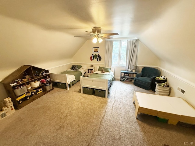 1309 Cherokee Ave, Lynchburg, VA 24502 - bedroom with carpet flooring, vaulted ceiling, and ceiling fan