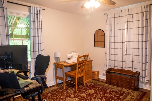 1309 Cherokee Ave, Lynchburg, VA 24502 - office area featuring a ceiling fan and wood finished floors