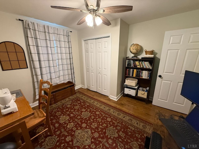 1309 Cherokee Ave, Lynchburg, VA 24502 - office featuring dark wood finished floors and ceiling fan