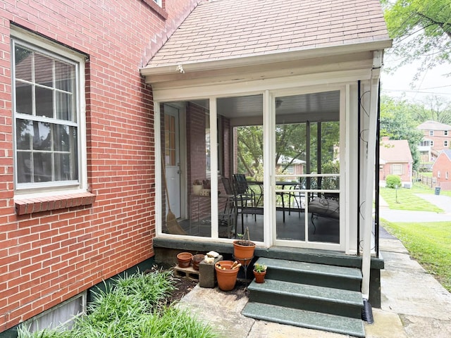 1309 Cherokee Ave, Lynchburg, VA 24502 - property entrance featuring brick siding and roof with shingles