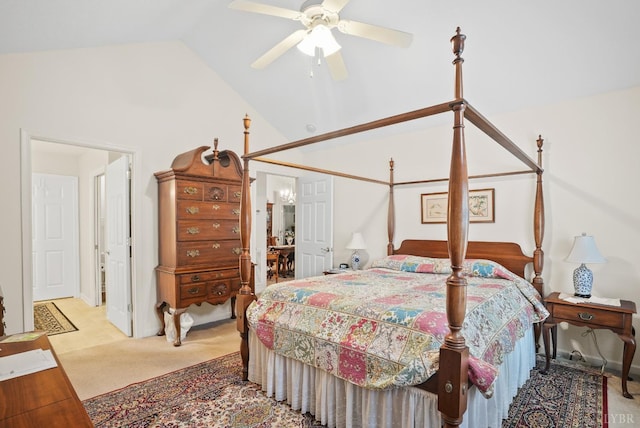 158 Salisbury Cir, Lynchburg, VA 24502 - bedroom with carpet, vaulted ceiling, and a ceiling fan