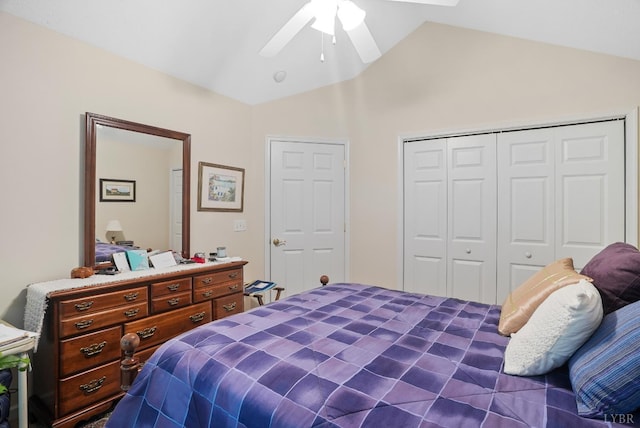 158 Salisbury Cir, Lynchburg, VA 24502 - bedroom featuring vaulted ceiling, a closet, and a ceiling fan