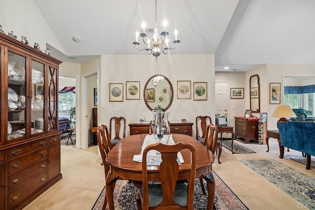 158 Salisbury Cir, Lynchburg, VA 24502 - dining space featuring light carpet, a chandelier, and healthy amount of natural light