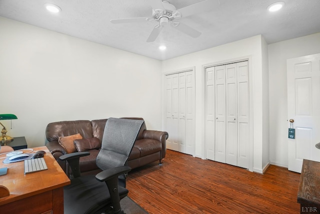 106 Salem Dr, Forest, VA 24551 - office featuring wood finished floors, ceiling fan, and recessed lighting