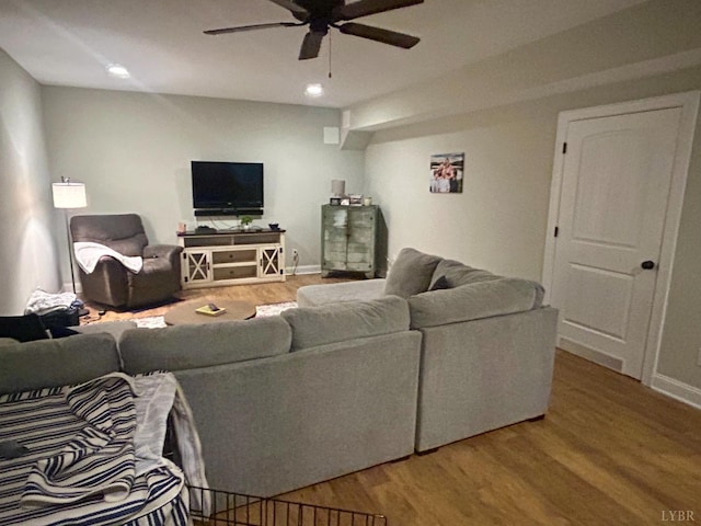 1481 Helmsdale Dr, Forest, VA 24551 - living area with ceiling fan, wood finished floors, and recessed lighting