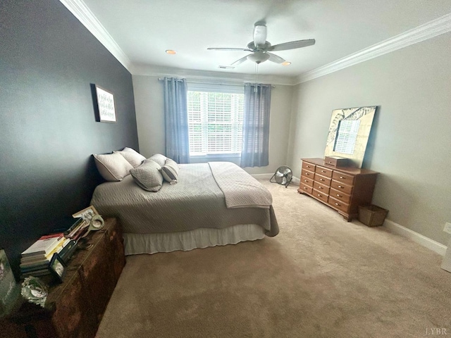 1481 Helmsdale Dr, Forest, VA 24551 - bedroom with crown molding, carpet flooring, and a ceiling fan