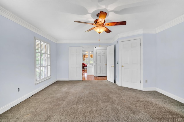 581 Ben Annie Rd, Gretna, VA 24557 - carpeted spare room with crown molding and ceiling fan