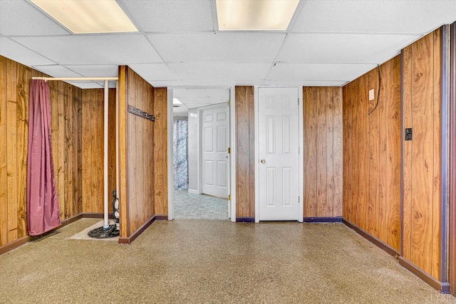 581 Ben Annie Rd, Gretna, VA 24557 - spare room featuring a drop ceiling and wood walls
