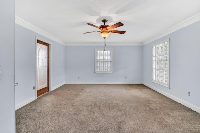 581 Ben Annie Rd, Gretna, VA 24557 - unfurnished room with plenty of natural light, crown molding, ceiling fan, and carpet flooring