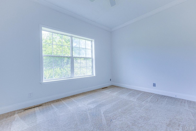 1121 Red Hill Rd, Big Island, VA 24526 - unfurnished room with crown molding, healthy amount of natural light, carpet flooring, and ceiling fan