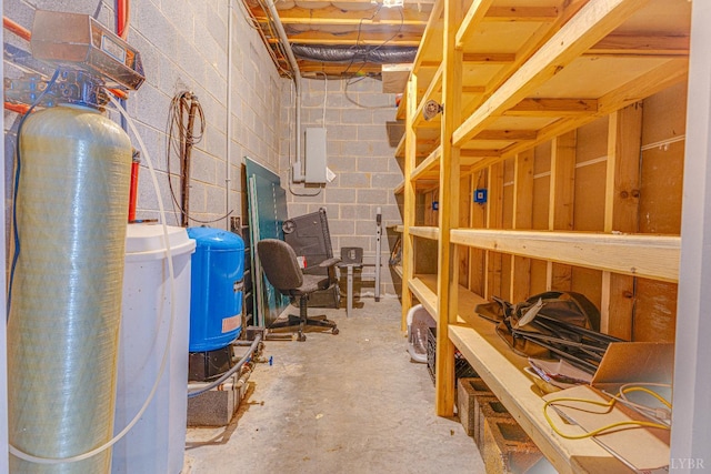 1121 Red Hill Rd, Big Island, VA 24526 - unfinished basement with a water pressure tank, a water softener, and concrete block wall