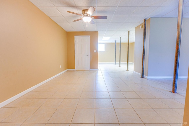 1121 Red Hill Rd, Big Island, VA 24526 - empty room with a drop ceiling, a ceiling fan, and light tile patterned floors
