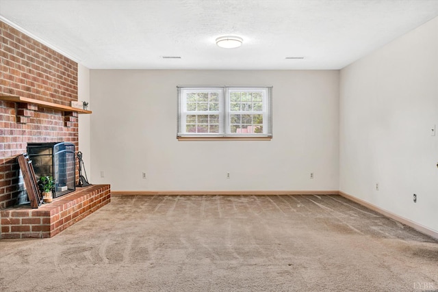 51 Laurel Ln, Lynchburg, VA 24502 - unfurnished living room featuring carpet and a brick fireplace
