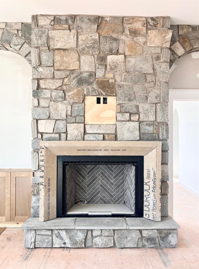 1608 Autumn Run Dr, Forest, VA 24551 - detailed view of a stone fireplace and arched walkways