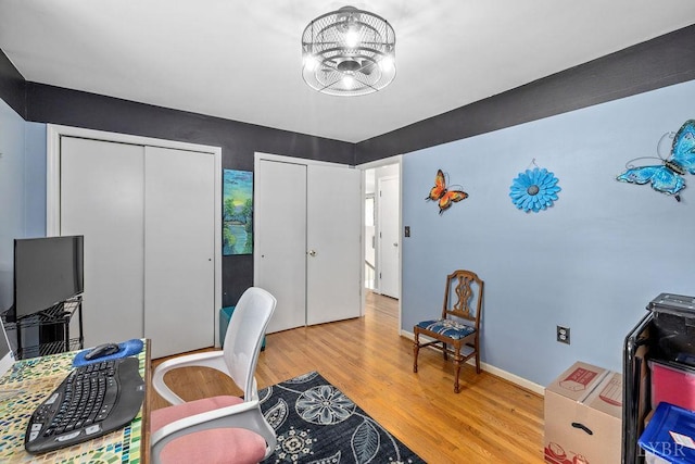 543 Dawnridge Dr, Lynchburg, VA 24502 - office featuring light wood finished floors and a chandelier