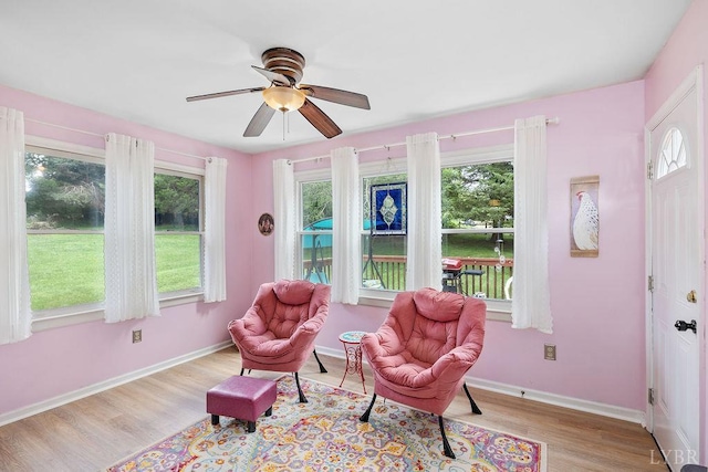543 Dawnridge Dr, Lynchburg, VA 24502 - living area featuring healthy amount of natural light, light wood finished floors, and a ceiling fan