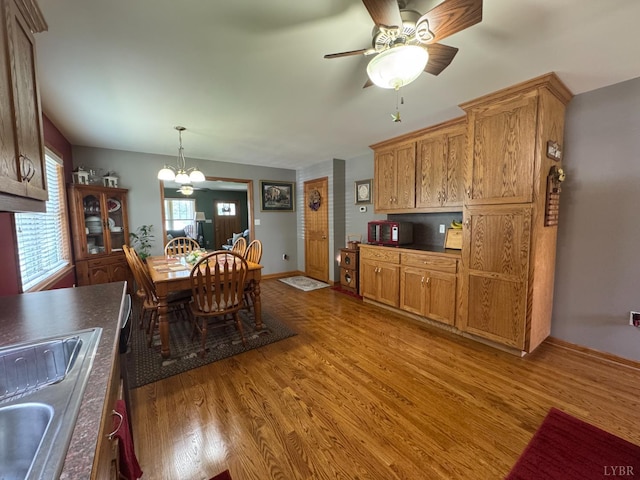 166 Dutch Ln, Appomattox, VA 24522 - dining area featuring light wood-style floors, a chandelier, and ceiling fan
