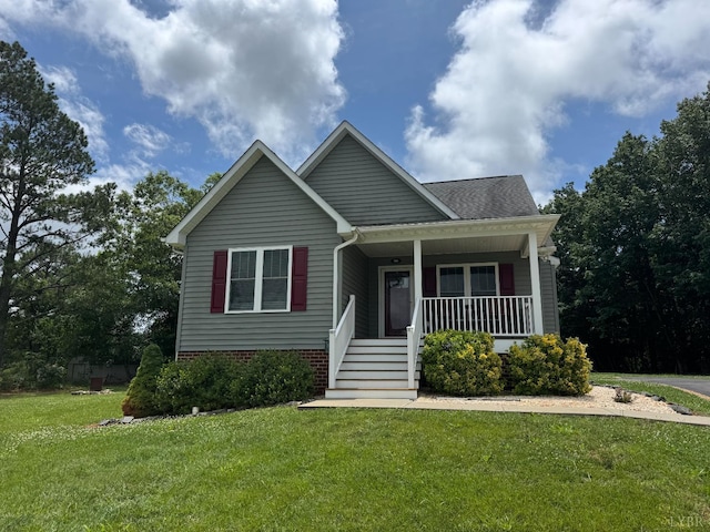 166 Dutch Ln, Appomattox, VA 24522 - view of front of property featuring covered porch, a front yard, stairway, and roof with shingles