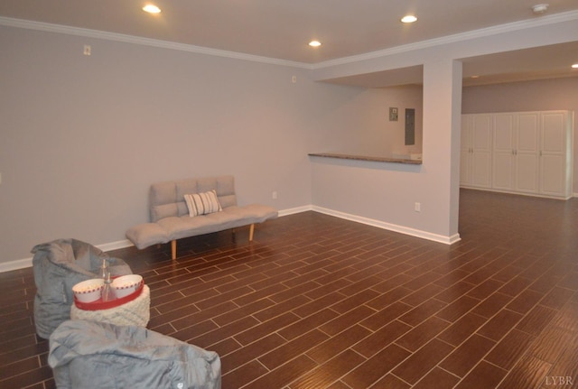 3600 Old Forest Rd Unit 113, Lynchburg, VA 24502 - sitting room with recessed lighting, crown molding, and electric panel