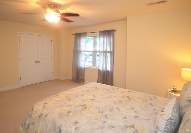 3600 Old Forest Rd Unit 113, Lynchburg, VA 24502 - bedroom with a ceiling fan, light colored carpet, and a closet