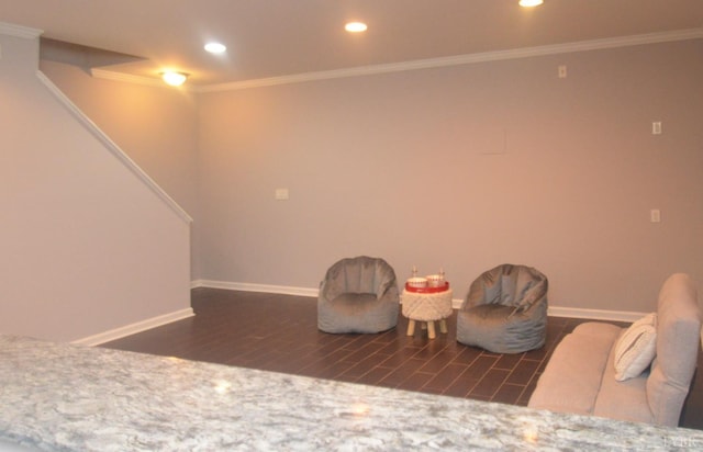 3600 Old Forest Rd Unit 113, Lynchburg, VA 24502 - sitting room with recessed lighting, wood finished floors, and ornamental molding