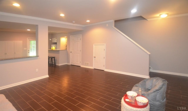 3600 Old Forest Rd Unit 113, Lynchburg, VA 24502 - unfurnished living room with crown molding and recessed lighting
