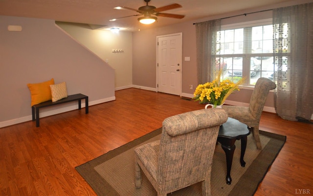 3600 Old Forest Rd Unit 113, Lynchburg, VA 24502 - living area featuring a ceiling fan and wood finished floors