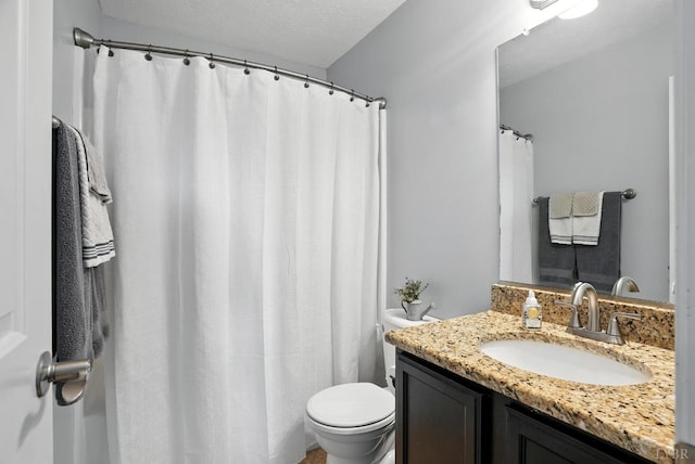 4086 Thomas Jefferson Rd, Forest, VA 24551 - bathroom with vanity, a textured ceiling, and curtained shower