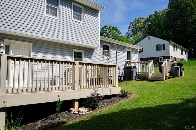 1769 Izaak Walton Rd, Madison Heights, VA 24572 - rear view of house featuring a wooden deck and a yard