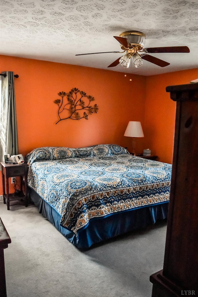 1769 Izaak Walton Rd, Madison Heights, VA 24572 - carpeted bedroom featuring a ceiling fan and a textured ceiling