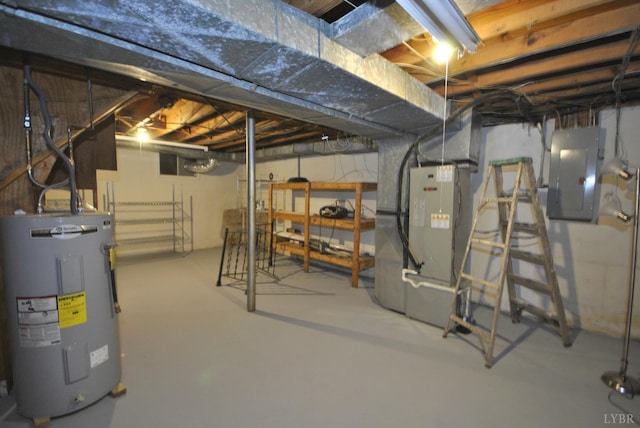 6120 Edgewood Ave, Lynchburg, VA 24502 - unfinished basement with water heater, electric panel, and heating unit