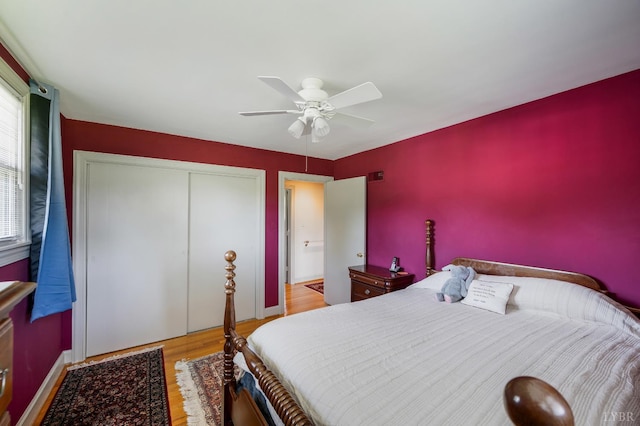 2833 Link Rd, Lynchburg, VA 24503 - bedroom with wood finished floors, a closet, and ceiling fan