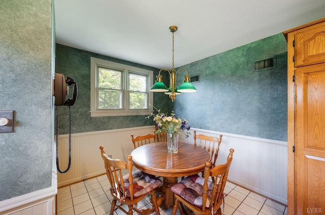 2833 Link Rd, Lynchburg, VA 24503 - dining area featuring light tile patterned floors and a wainscoted wall